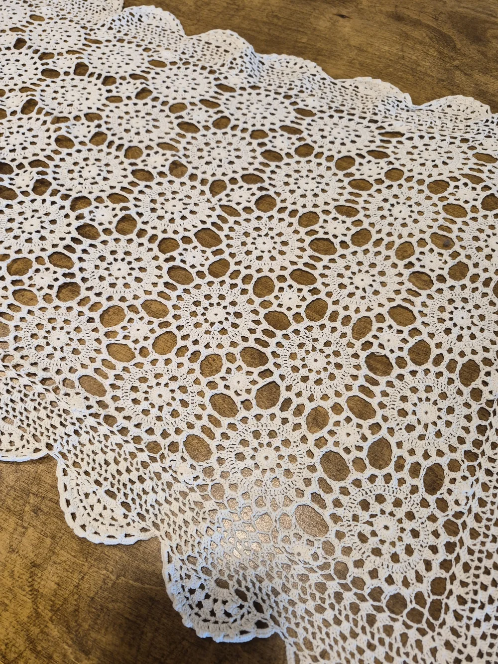 Handmade Cream Crochet Table Runner